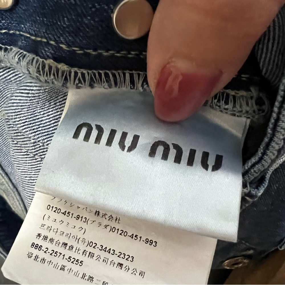 Miu Miu Sailor Button Front High Rise Flare Crop Denim Jeans - Picture 9 of 11